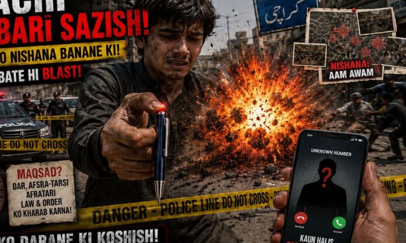 کراچی: ملیر کھوکھرا پار میں پین نما مشکوک شے کا دھماکہ، بٹن دباتے ہی نوجوان کا ہاتھ اڑ گیا