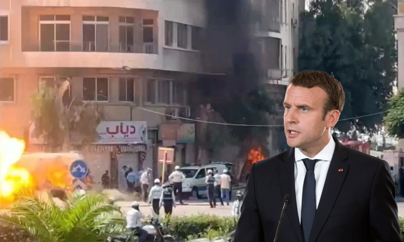 Bomb blast during French President Macron's visit to Damascus, 18 injured