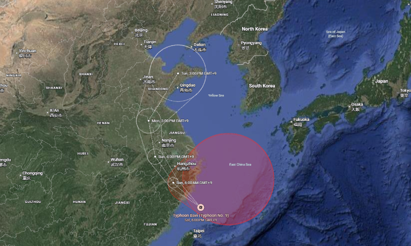 Typhoon Bavi moves rapidly towards China, millions evacuated